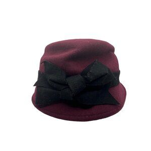 Burgundy Wool Hat With Bow
